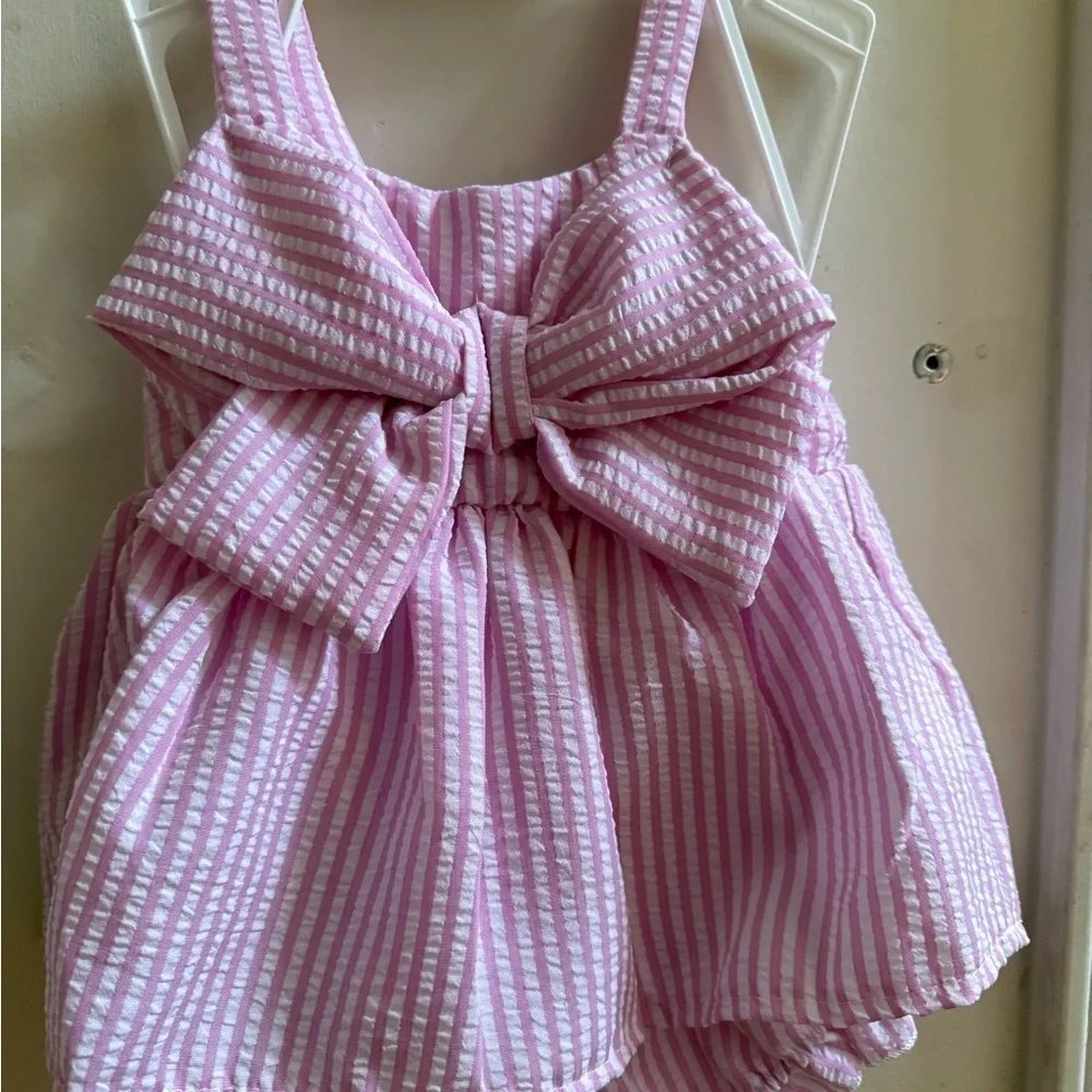 New Seersucker Bow Diaper Set